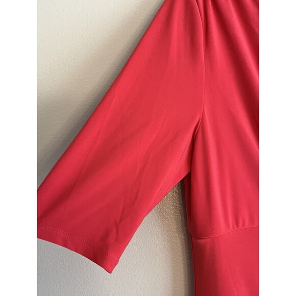 NWT Lauren Ralph Lauren Coral Dress Women’s Sz 10 V-Neck Side Rouching - Picture 7 of 11